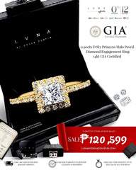 CLR | 0.90cts D SI2 Princess Halo Paved Diamond Engagement Ring GIA Certified 14kt