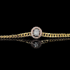 #LVNA2024 | Golden Unisex Chain Rose Oval Halo Diamond Bracelet 18kt