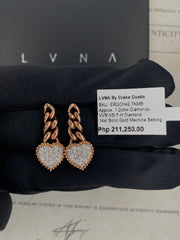 #LVNA2024 |  Rose Heart Chain Dangling Diamond Earrings 14kt