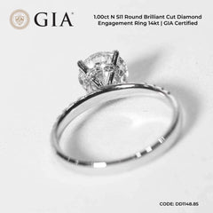 PREORDER | 1.00ct N SI1 Round Brilliant Cut Diamond Engagement Ring 14kt | GIA Certified
