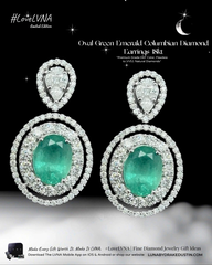 #LVNA2024 | Oval Green Emerald Columbian Diamond Earrings 18kt