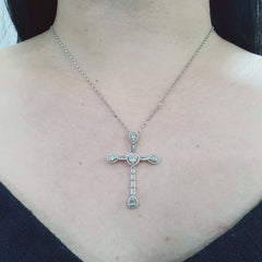 #LVNA2024 | Heart Pear Round Religious Cross Pendant Diamond Necklace 14kt