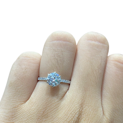1.29ct H VS2 Round Brilliant Diamond Engagement Ring 14kt IGI Certified