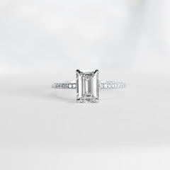 #LoveIVANA | 1.59ct H VS1 Emerald Cut Paved Diamond Engagement Ring 14kt IGI Certified#LoveIVANA
