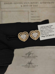 CLEARANCE BEST | Golden Double Heart Halo Diamond Earrings 14kt