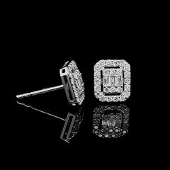 Emerald Baguette Diamond Earrings 14kt