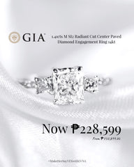 1.41cts M SI2 Radiant Cut Center Paved Diamond Engagement Ring 14kt GIA Certified