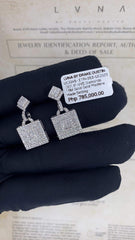 #LVNA2024 | Square Invisible Setting Princess Paved Dangling Diamond Earrings 18kt