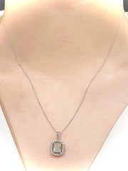 #LVNA2024 | 1.00ct M VS1 Cushion Cut Center Halo Paved  Diamond Pendant Necklace GIA Certified 18kt
