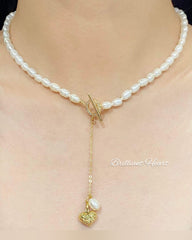 HOPE “Brilliant Heart” LVNA Signatures Eternity Pearl & Gold Drop Necklace