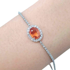 #TheSALE | Oval Orange Topaz Gemstones Diamond Bracelet 14kt