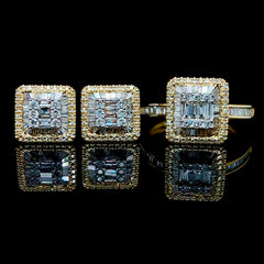 CLEARANCE BEST | Golden Classic Square Diamond Jewelry Set 14kt