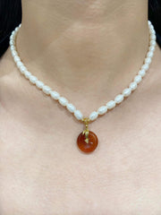 ##LVNA2024 | Pearl Agate Diamond Necklace 18kt