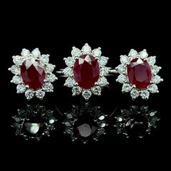 CLEARANCE BEST | Ruby Gemstones Diamond Jewelry Set 14kt