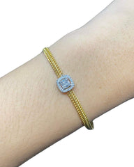 #LVNA2024 | Halo Cushion Unisex Solid Gold Diamond Bracelet 18kt
