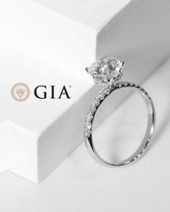 1.00ct Round Brilliant Halo Hidden Paved Diamond Engagement Ring 14kt GIA Certified