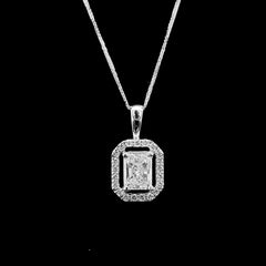 #LVNA2024 | 1.01ct L VS1 Radiant Cut Center Halo Paved  Diamond Pendant Necklace GIA Certified 18kt