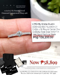 CLR | 0.62cts J SI1 Round Paved Diamond Engagement Ring 14kt