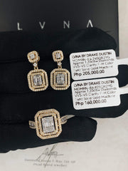 #BuyNow | Golden Emerald Halo Diamond Jewelry Set 14kt