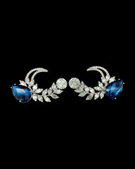 LVNA Signatures | Ivana’s Crescent Moon Wings Blue Sapphire Cluster Shape Diamond Earrings