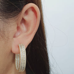 #TheSALE | Large Golden In & Out Hoop Diamond Earrings 14kt