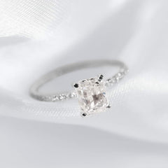 1.38cts K SI2 Radiant Cut Solitaire Paved Diamond Engagement Ring 14kt GIA Certified