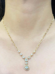 #LVNA2024 | Golden Round Drop Halo Diamond Necklace 18kt