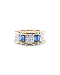 #TheSALE | Golden Blue Sapphire Statement Diamond Ring 14kt