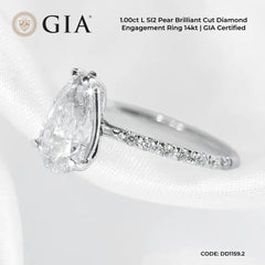 1.00ct L SI2 Pear Brilliant Cut Diamond Engagement Ring 14kt | GIA Certified
