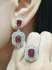 CLEARANCE BEST | Ruby Gemstones Statement Diamond Jewelry Set 14kt