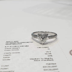 1.22cts G VS2 Heart Brilliant Ethical Diamond Engagement Ring 18kt IGI Certified