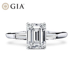 LUNA | 0.70cts D Colorless Emerald Baguette Paved Diamond Engagement Ring 18kt GIA CERTIFIED