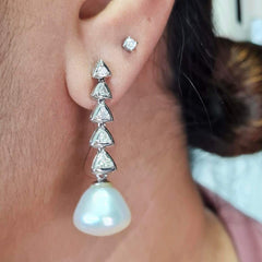 #TheSALE | Pearl Dangling Diamond Earrings 14kt