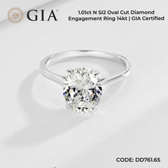 1.01ct N SI2 Oval Cut Diamond Engagement Ring 14kt | GIA Certified