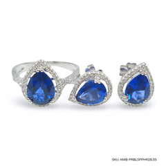 #TheSALE | Blue Sapphire Pear Gemstone Diamond Jewelry Set 14kt