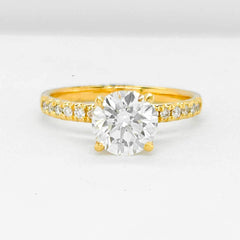 #BuyNow | 1.70cts F VS1 Round Center Paved Diamond Engagement Ring 18kt IGI Certified
