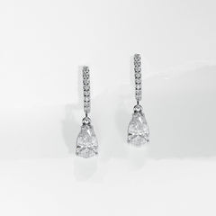 PREORDER | 1.00ct / 1.00ct each Pear Brilliant Dangling Solitaire Diamond Earrings GIA Certified | Editor’s Pick