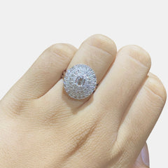Classic Oval Floral Statement Diamond Ring 14kt