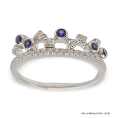 #TheSALE | Half Eternity Crown Diamond Sapphire Gemstones Ring 14kt