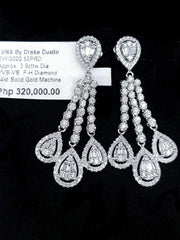 Cluster Trinity Pear Dangling Diamond Earrings 14kt