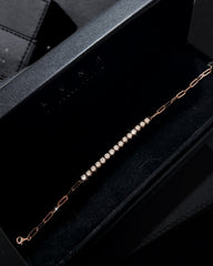 Round Brilliant Half Eternity Solitaire Chain Link Diamond Bracelet 18kt Rose Gold | CLEARANCE BEST