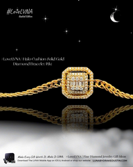 Golden Unisex Square Halo Solid Chain Bracelet 18kt