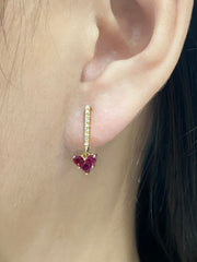 #LoveLVNA | Golden Heart Ruby Dangling Diamond Earrings 18kt