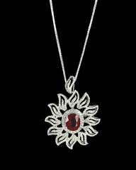 #LVNA2024 | Natural Red Ruby Gemstones & Diamond Brooch Pendant Necklace 18kt