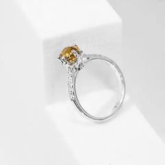 1.07cts Rare Fancy Orange Colored VS2 Cushion Diamond Engagement Ring 18kt