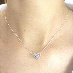 #LVNA2024 | Trinity Heart Halo Diamond Necklace in 18kt White Gold Foxtail Chain 18”