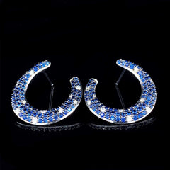 #LVNA2024 | Blue Sapphire Gemstones Paved Overlap Diamond Earrings 14kt