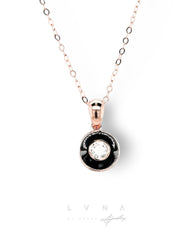 #LVNA2024 | 0.30ct Rose Classic Round Black Enamel Diamond Necklace 18kt