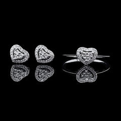 Classic Heart Halo Diamond Jewelry Set 14kt
