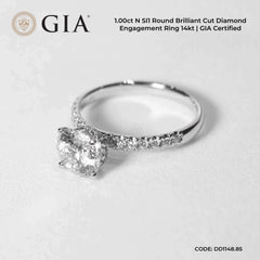 PREORDER | 1.00ct N SI1 Round Brilliant Cut Diamond Engagement Ring 14kt | GIA Certified